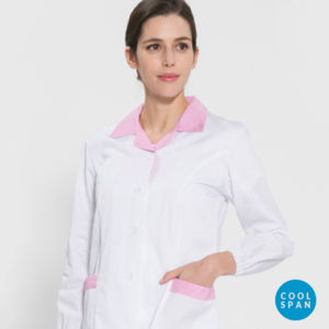긴팔 TC45수 쿨스판 위생복 셔츠(여성용) /핑크체크(FS-120)